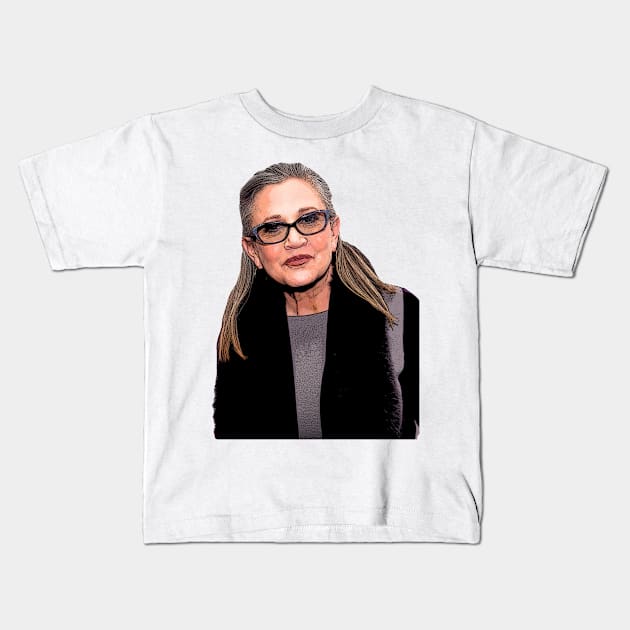 Carrie Fisher Cartoonish Kids T-Shirt by baranskini